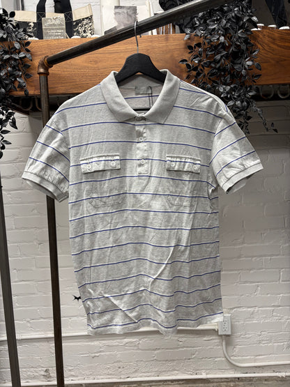Dior Homme Striped Grey/Blue Cotton Polo