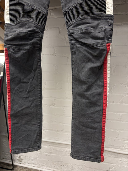 Balmain Dirty Black Biker Knee Skinny Jeans