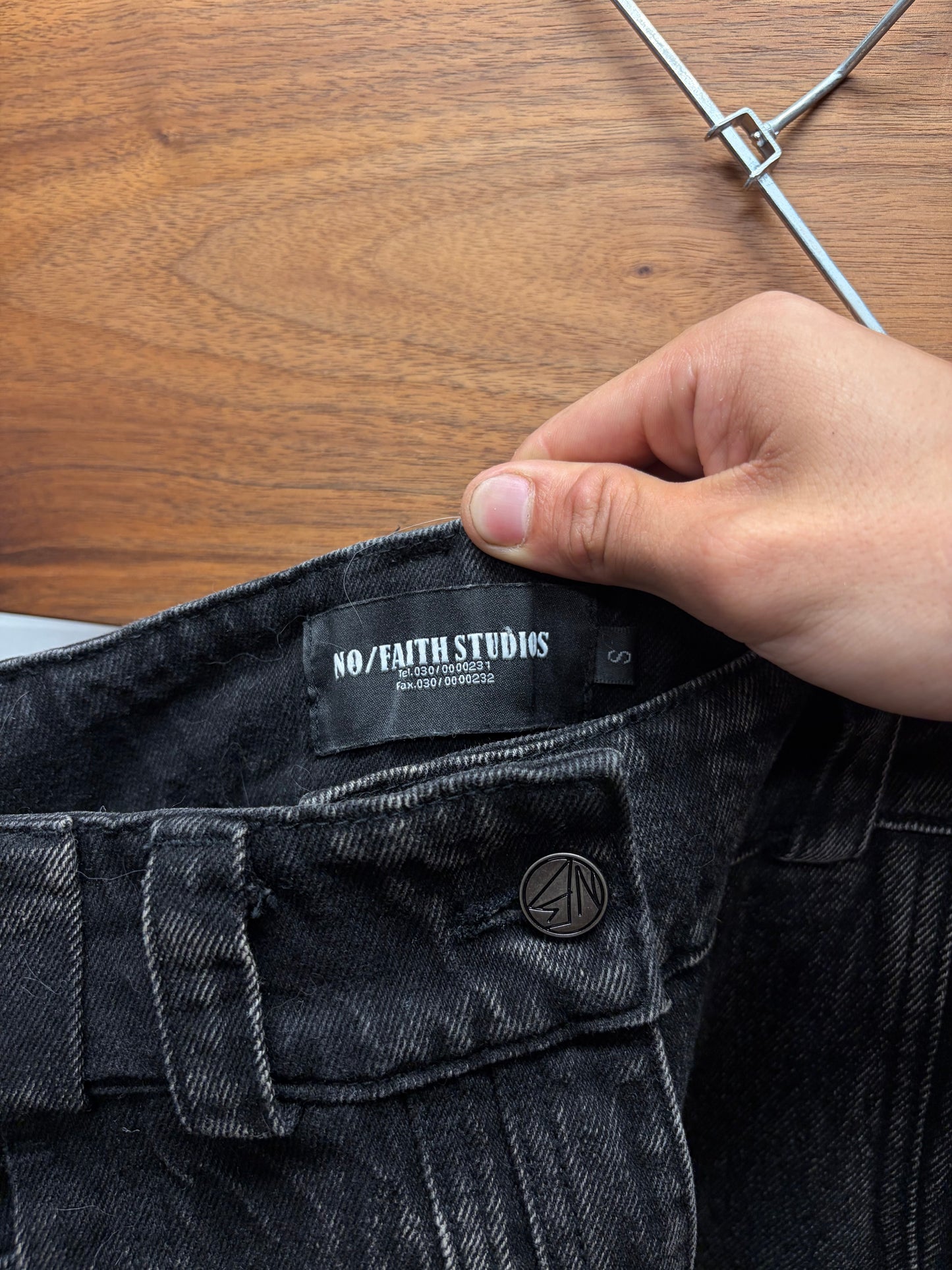 No Faith Studios Heavy Black ‘Wave’ Flared Leg Denim