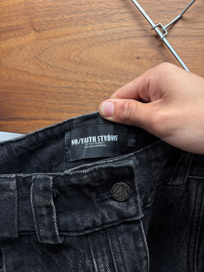 No Faith Studios Heavy Black ‘Wave’ Flared Leg Denim