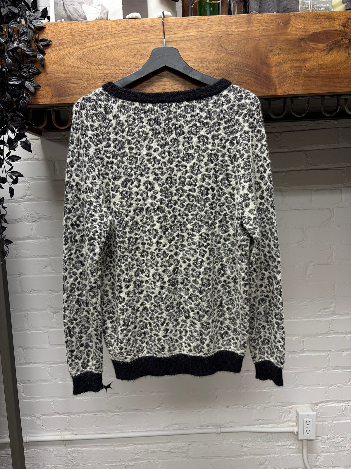 AW2015 Saint Laurent by Hedi Slimane Dark Green ‘Babycat’ Leopard Pattern Sweater