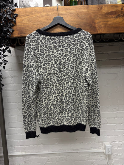 AW2015 Saint Laurent by Hedi Slimane Dark Green ‘Babycat’ Leopard Pattern Sweater