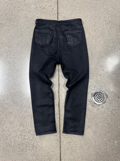 SS2020 Rick Owens ‘Collapsed Pocket’ Waxed Black Denim