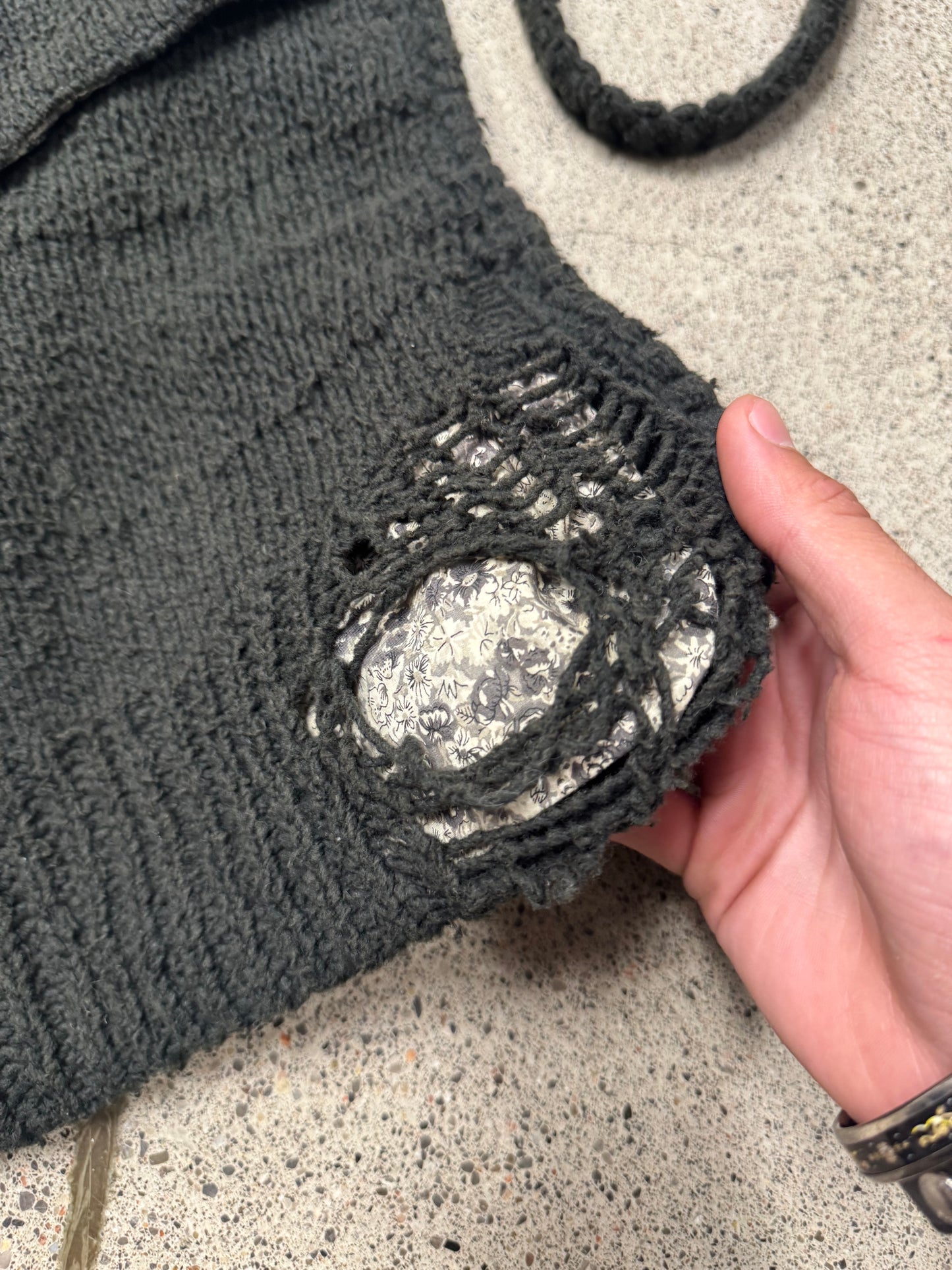 OG Number (N)ine Distressed Wool Miyashita Era Knit Side Bag