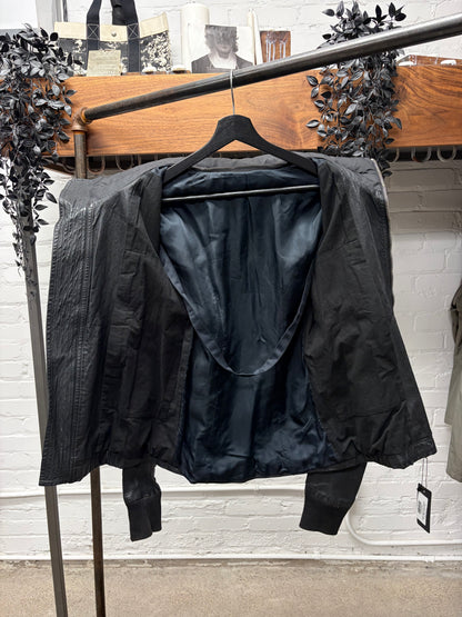 Rick Owens High Neck Leather/Down Filled Jacket