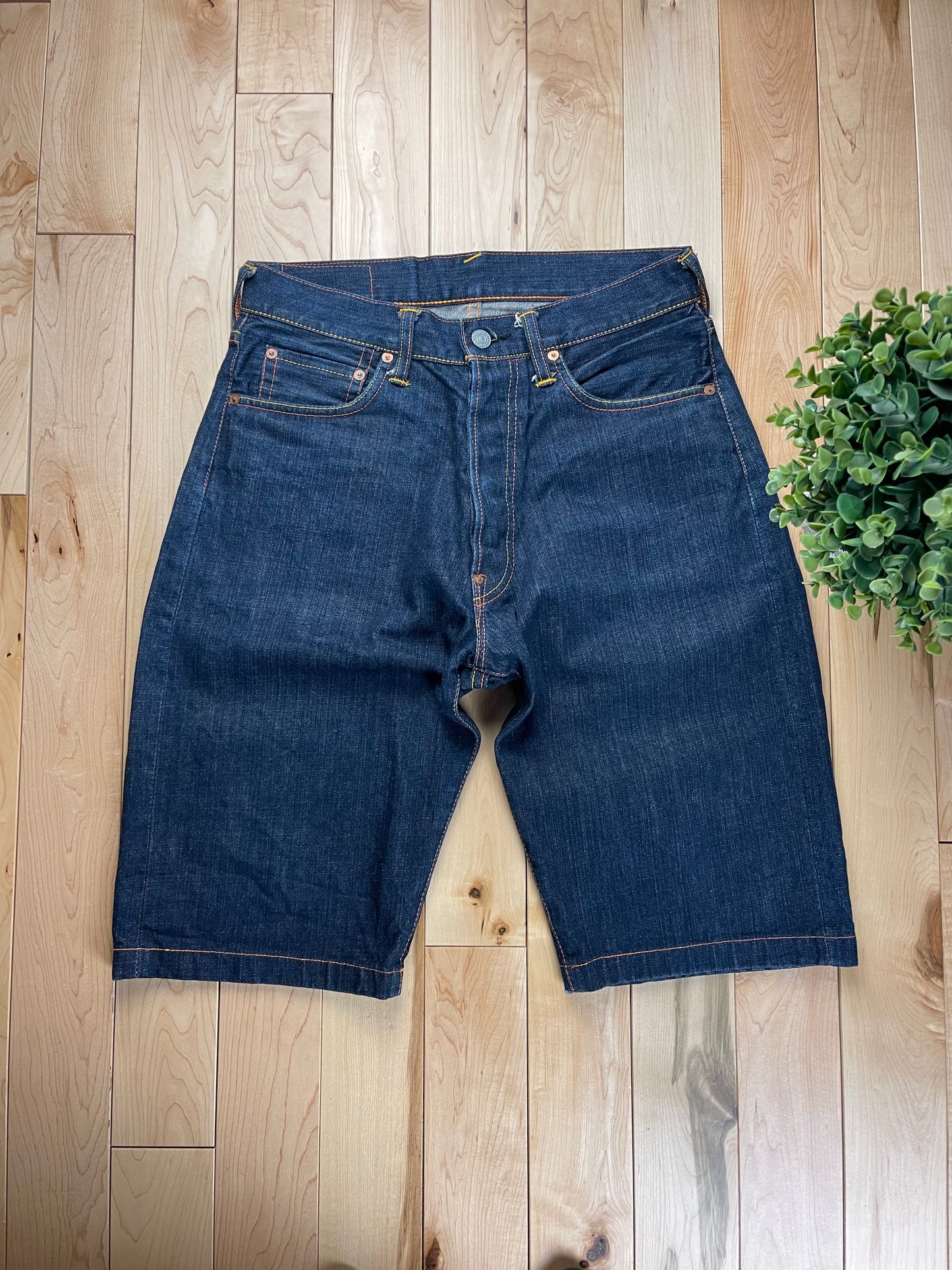 Evisu No3 Selvedge Gull Logo Denim Shorts