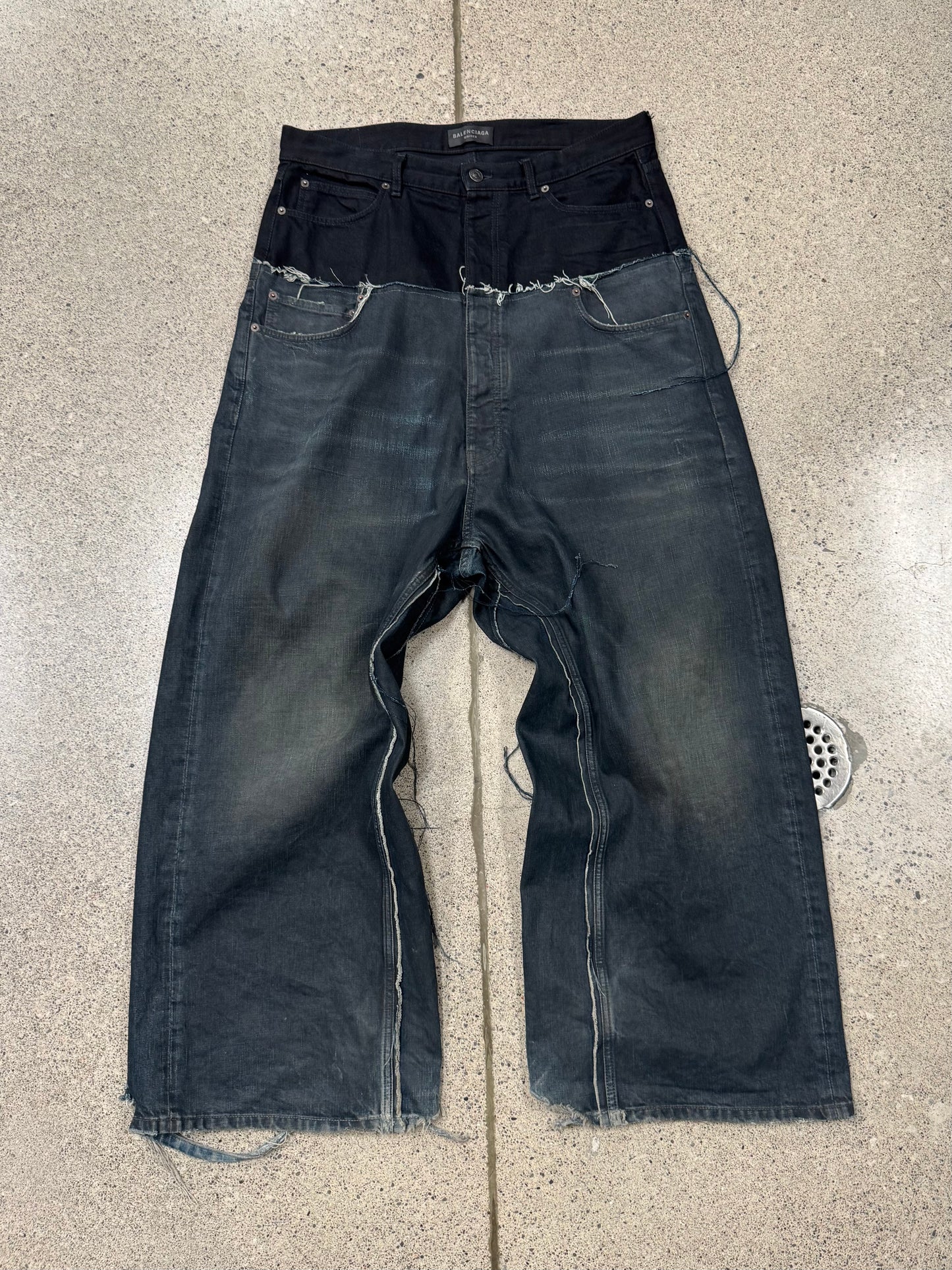 AW2024 Balenciaga ‘Cut-Up’ Double Waist Wide Leg Denim