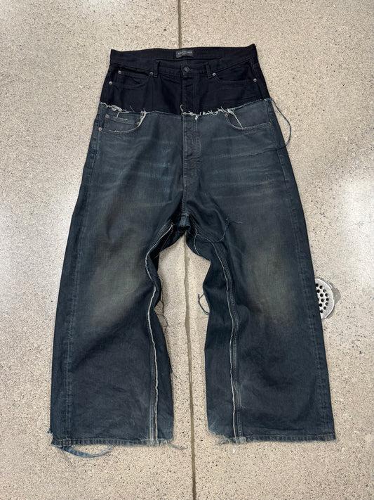 AW2024 Balenciaga ‘Cut-Up’ Double Waist Wide Leg Denim