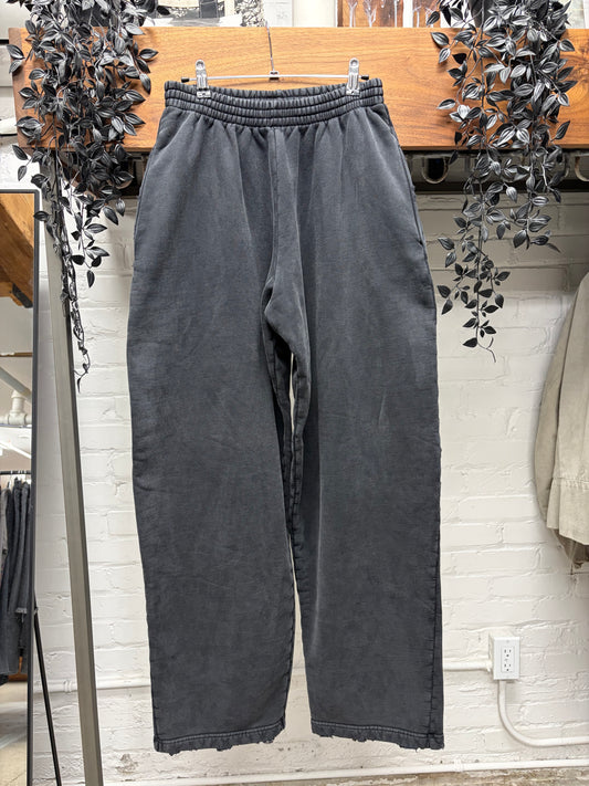 2024 Balenciaga ‘Unbranded’ Washed Black Distressed Wide Leg Sweatpants