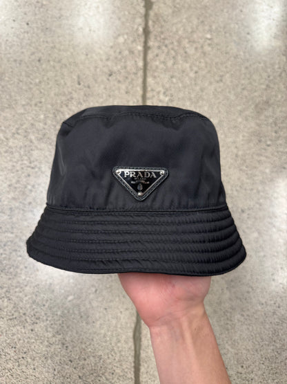 Prada Saffiano Black Nylon Bucket Hat