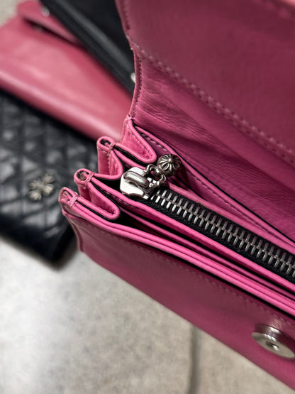 Chrome Hearts Pink ‘Continental’ Long Calfskin Leather Wallet