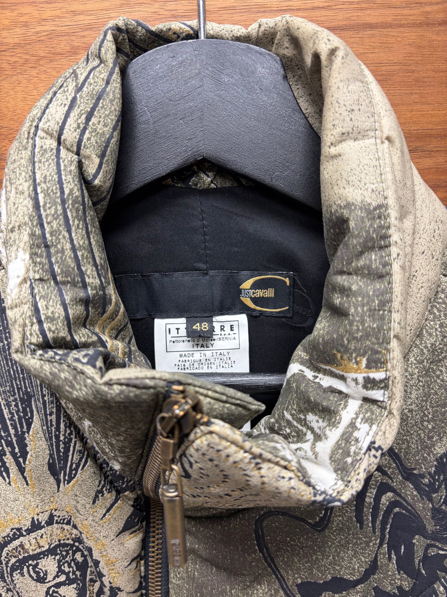 2000s Roberto Cavalli ‘Tapestry’ Green Down Filled Jacket