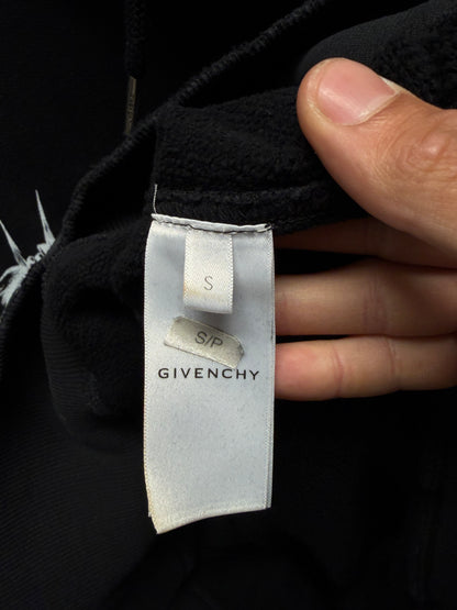 Givenchy ‘Barbed Wire’ Embroidered Logo Black Distressed Hoodie