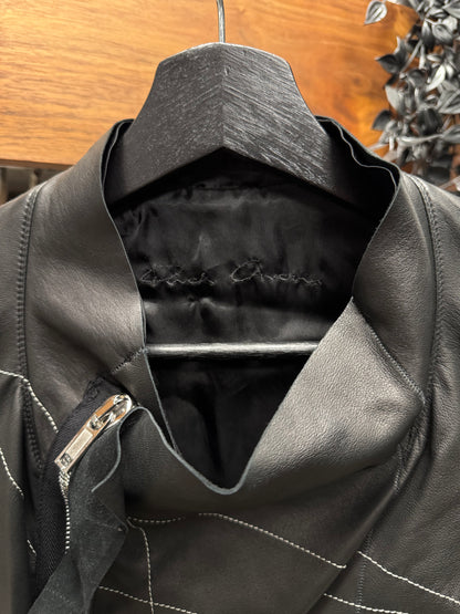 Rick Owens DRKSHDW Contrast Stitch Thin Lambskin Leather Jacket