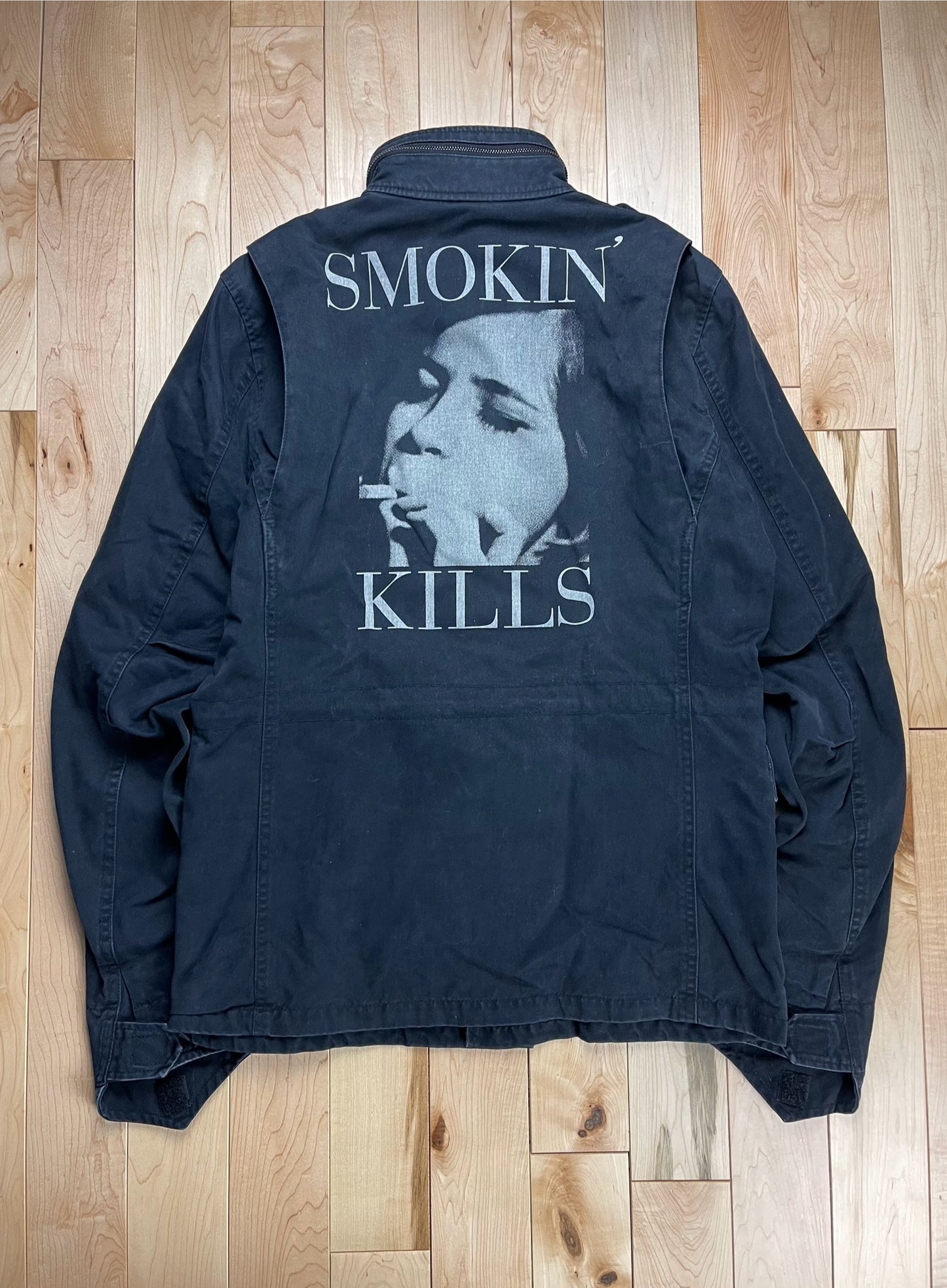 2000s Hysteric Glamour Smokin’ Kills Military Patch Jacket