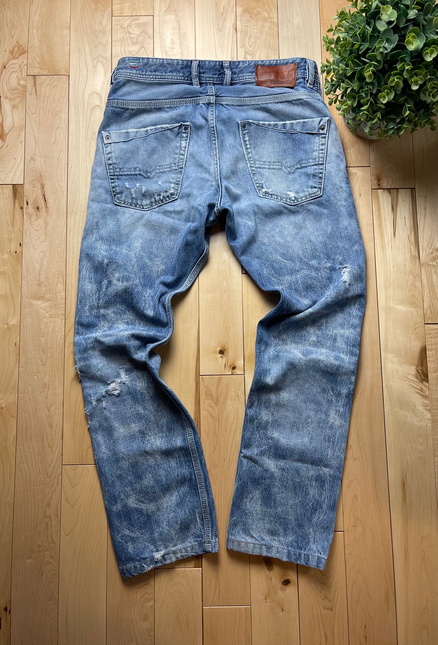 Diesel Light Washed Blue Distressed Denim