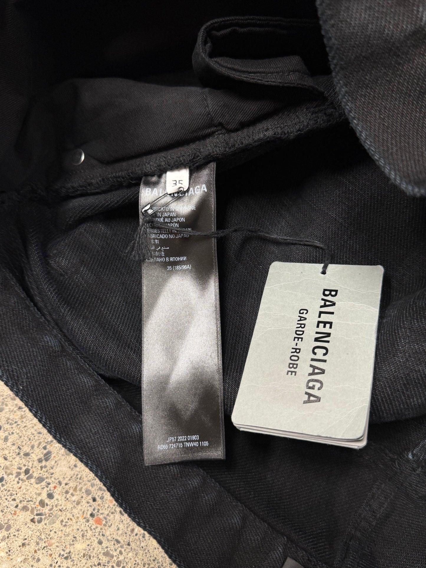 AW2022 Balenciaga Japanese Organic Black Baggy Denim