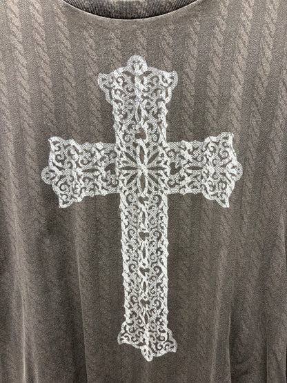 AW2007 Number (N)ine ‘Love God Murder’ Celtic Cross Distressed Brown Graphic T-Shirt