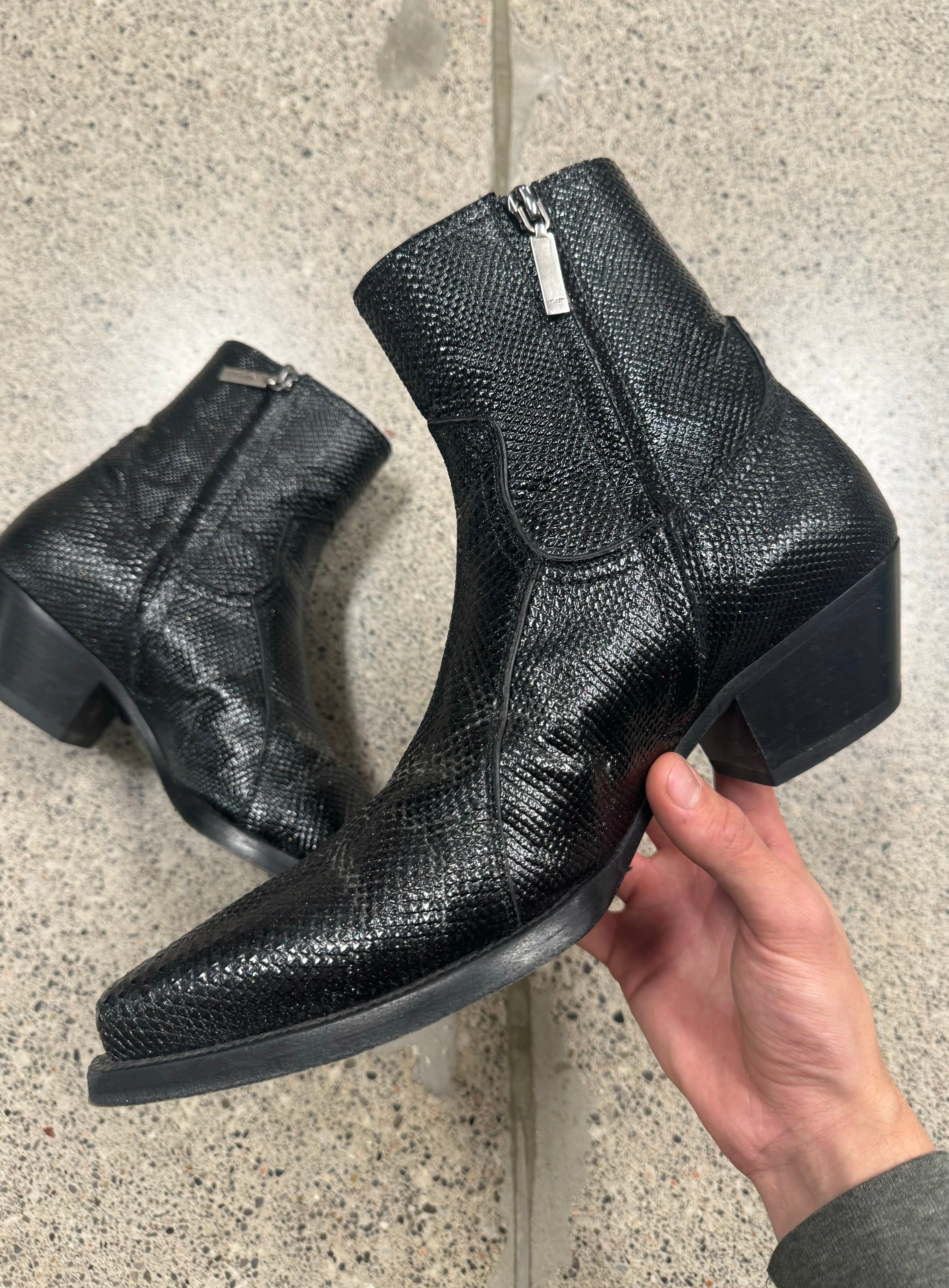 Saint Laurent Lizard Leather Iguana Lukas Boots