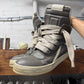 Rick Owens ‘Jumbo Lace’ Grey/Milk Leather ‘Geobasket’ High Top Sneakers