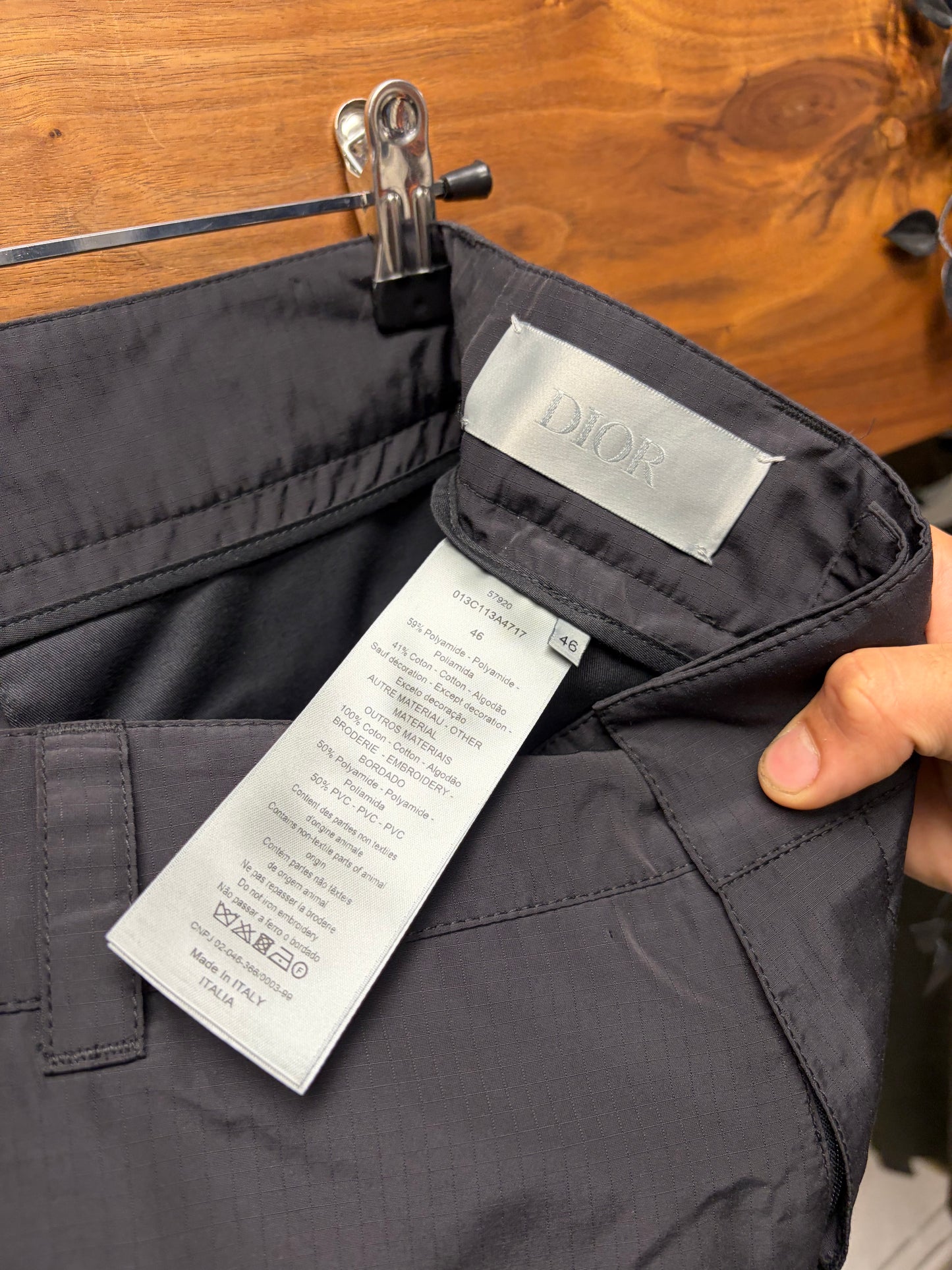 Dior Black Nylon Slim Cut Cargo Pants