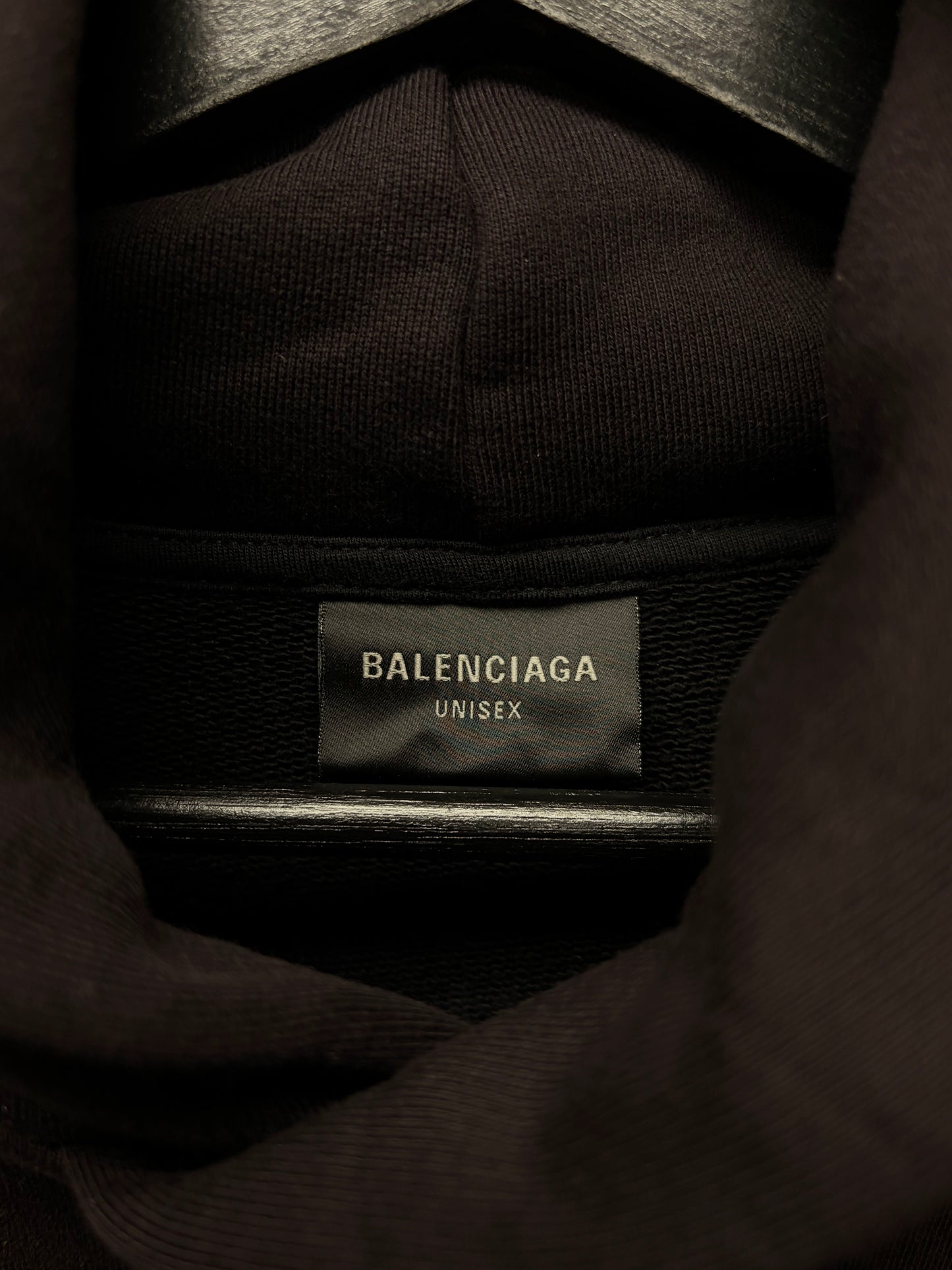 AW2024 Balenciaga ‘Metal Logo’ Stencil Paint Distressed Black Pullover Hoodie