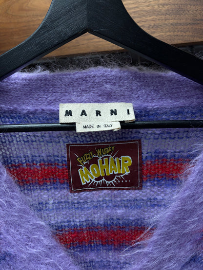 Marni Striped Purple/Red Mohair Cardigan