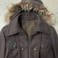 PPFM Fur Trim Napoleon Brown Wool Zip Coat