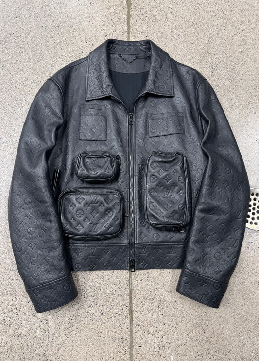 SS2024 Louis Vuitton Bullhide Monogram Embossed ‘Utility’ Leather Jacket