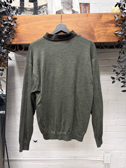 Vintage Yves Saint Laurent Embroidered Logo Long Sleeve Knit Polo