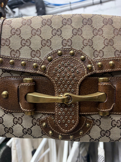 Gucci Canvas Monogram Studded ‘Pelham’ Runway Flap Bag