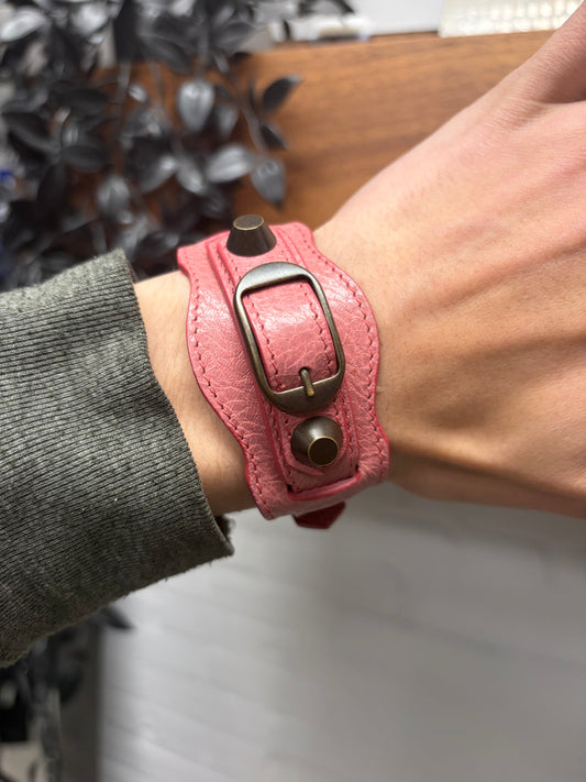 Balenciaga ‘Arena’ Pink Leather Bracelet