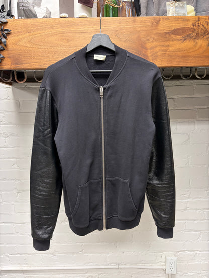 2014 Saint Laurent by Hedi Slimane Waxed Vinyl Sleeve Sweatshirt Bomber