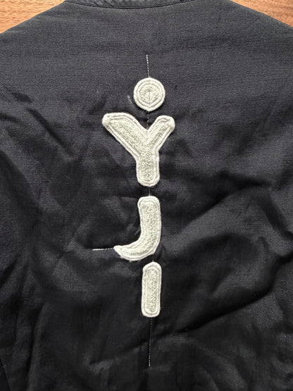 Vintage 90s Yohji Yamamoto Mainline ‘Vertical Logo’ Cropped Black Bomber Jacket