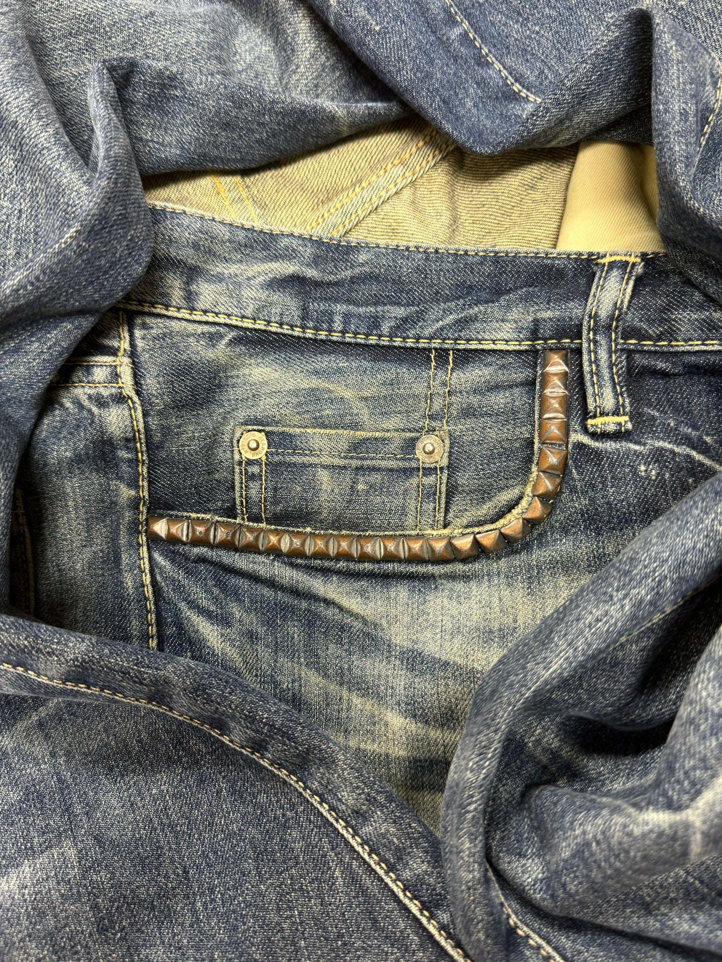 2000s Hysteric Glamour ‘Raw Blue’ Studded Bootcut Denim