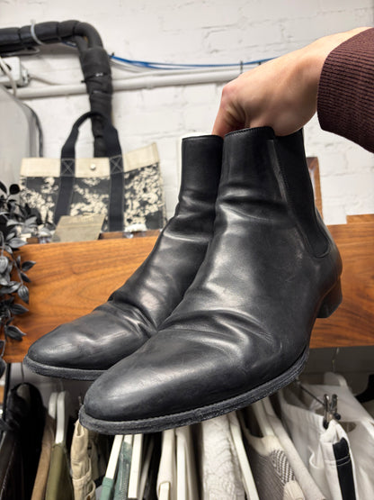 Saint Laurent ‘Wyatt’ Black Leather Pointed Toe Boots