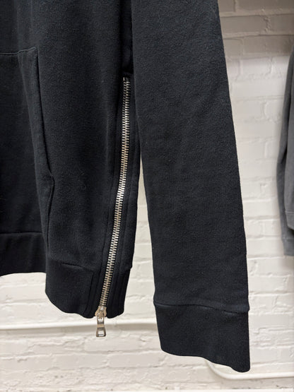 Balmain Classic Black Cotton ‘Side-Zip’ Pullover Hoodie