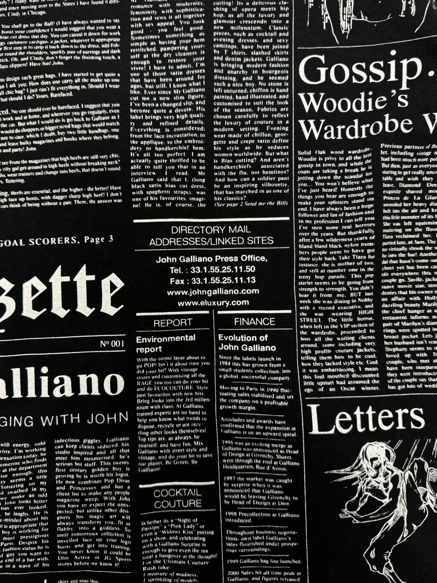 Galliano ‘Gazzette Newspaper Print Graphic T-Shirt