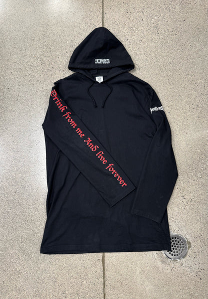 AW2017 Vetements ‘Total Fucking Darkness’ Elongated Hoodie