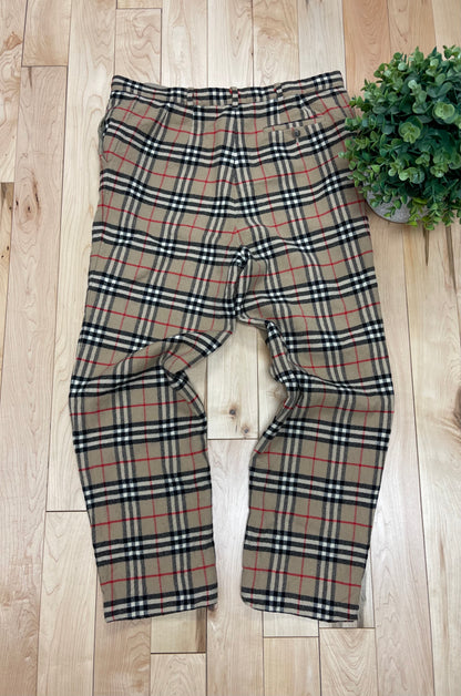 Vintage Burberry Nova Check Monogram Wool Trousers