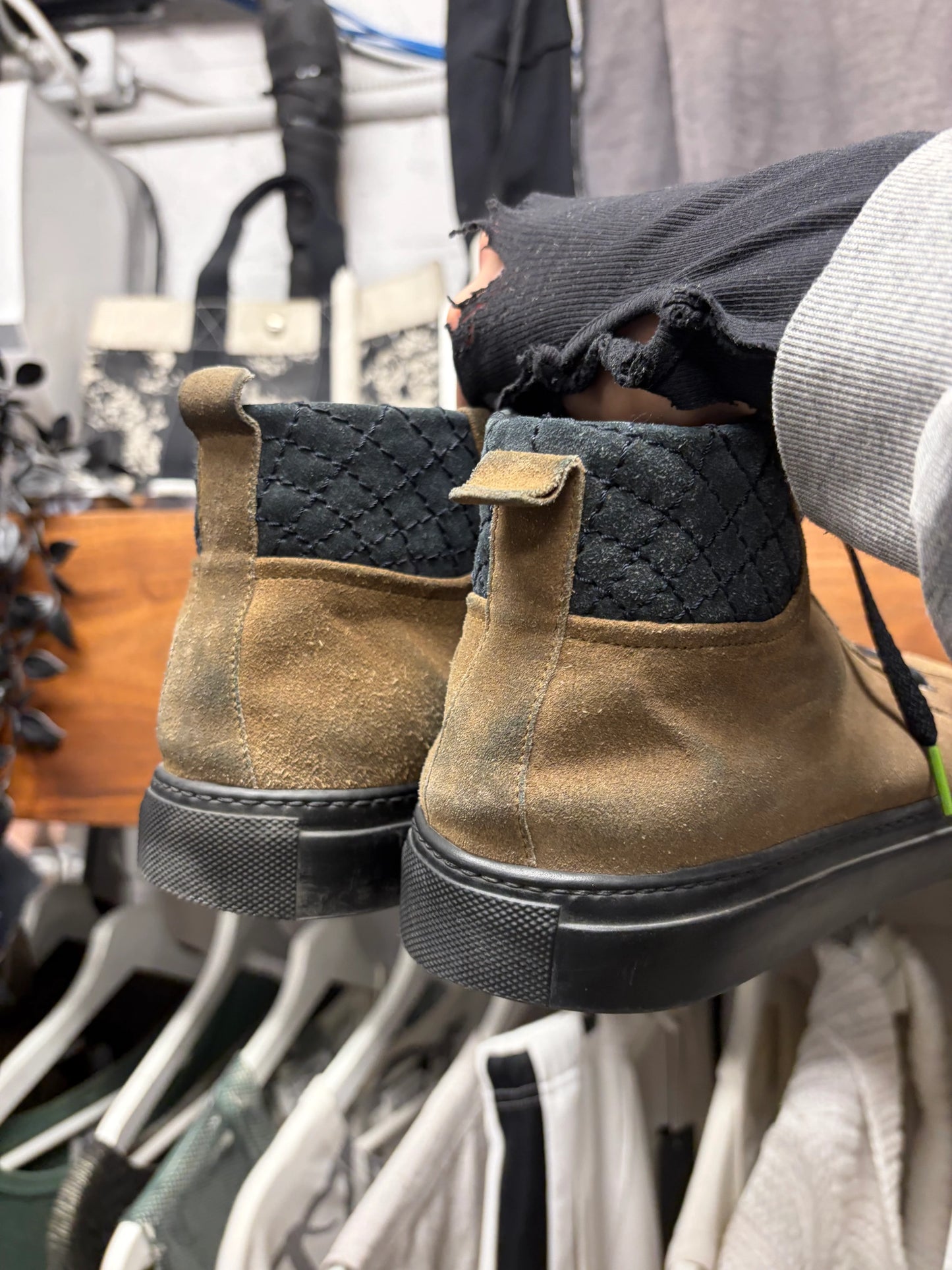 Balenciaga ‘Arena’ Brown/Black Quilted Suede High Top Sneakers