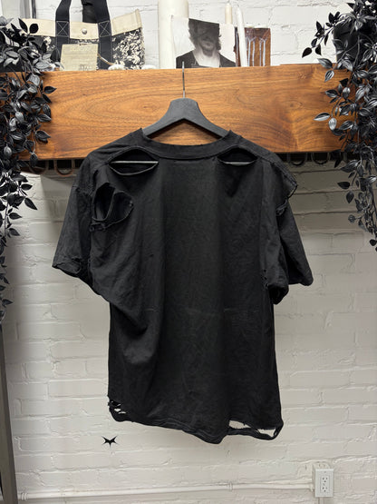 AW2025 Balenciaga ‘Emo Team’ Distressed Black Logo T-Shirt