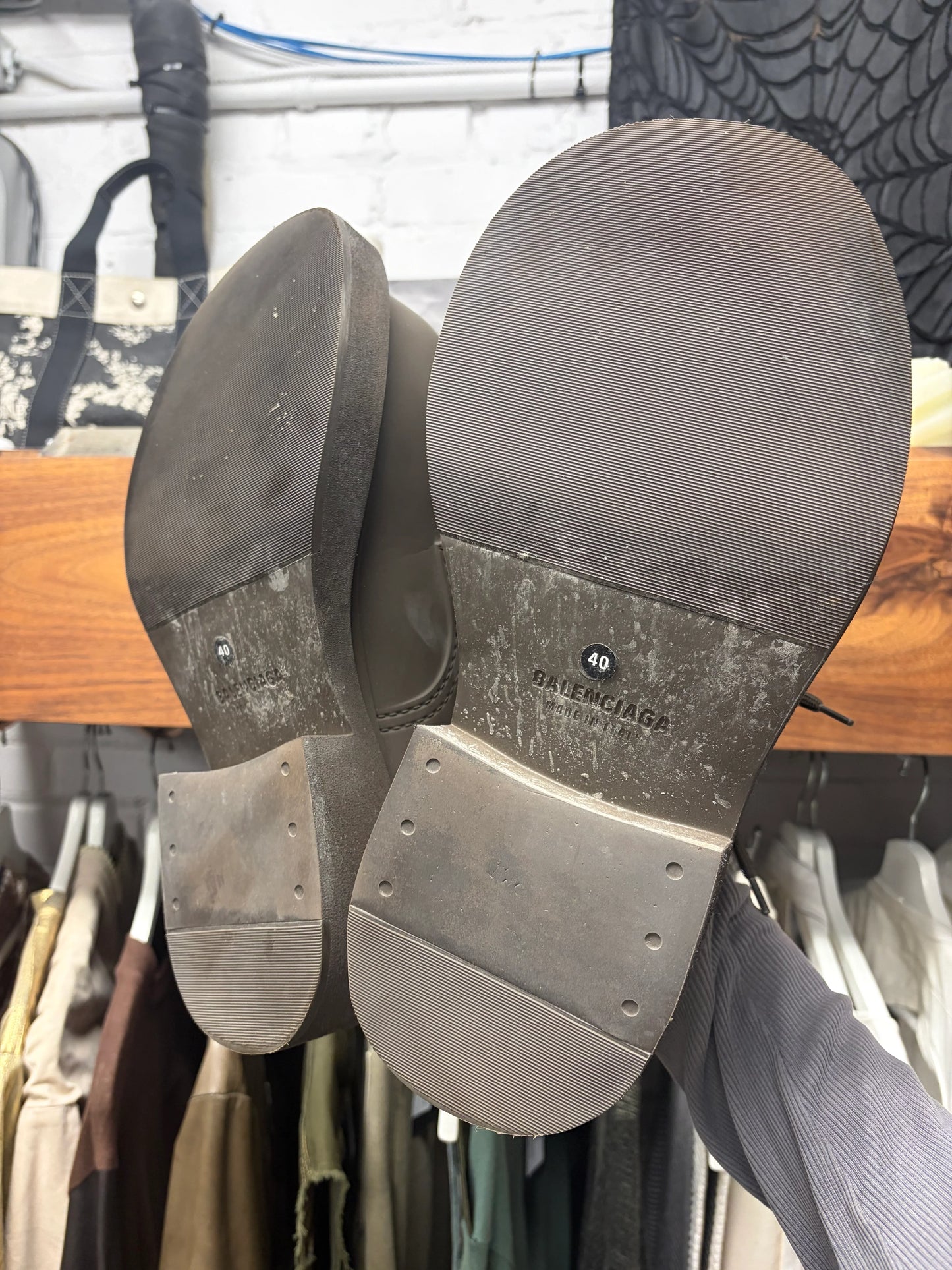 Balenciaga Brown ‘Steriod’ Derby Oversized Low Top Boots