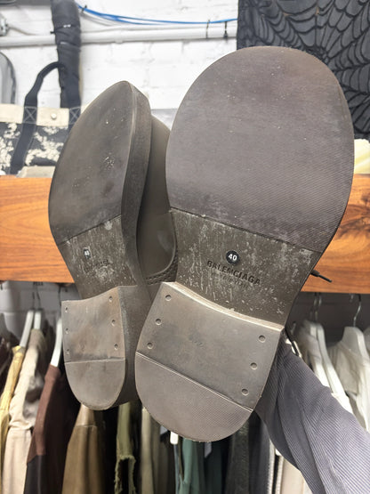 Balenciaga Brown ‘Steriod’ Derby Oversized Low Top Boots
