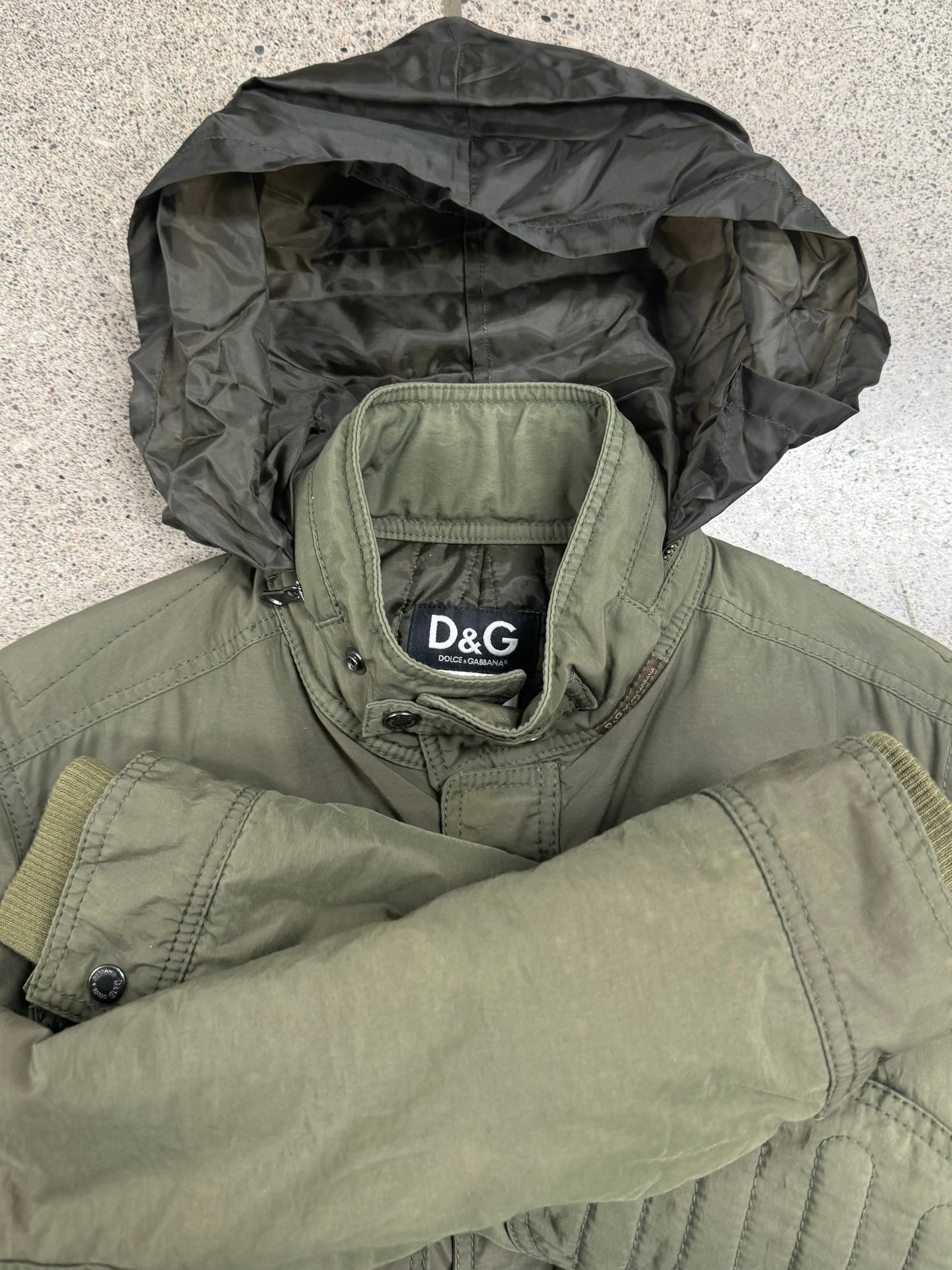 2000s Dolce & Gabbana Military Green Padded Cargo Jacket