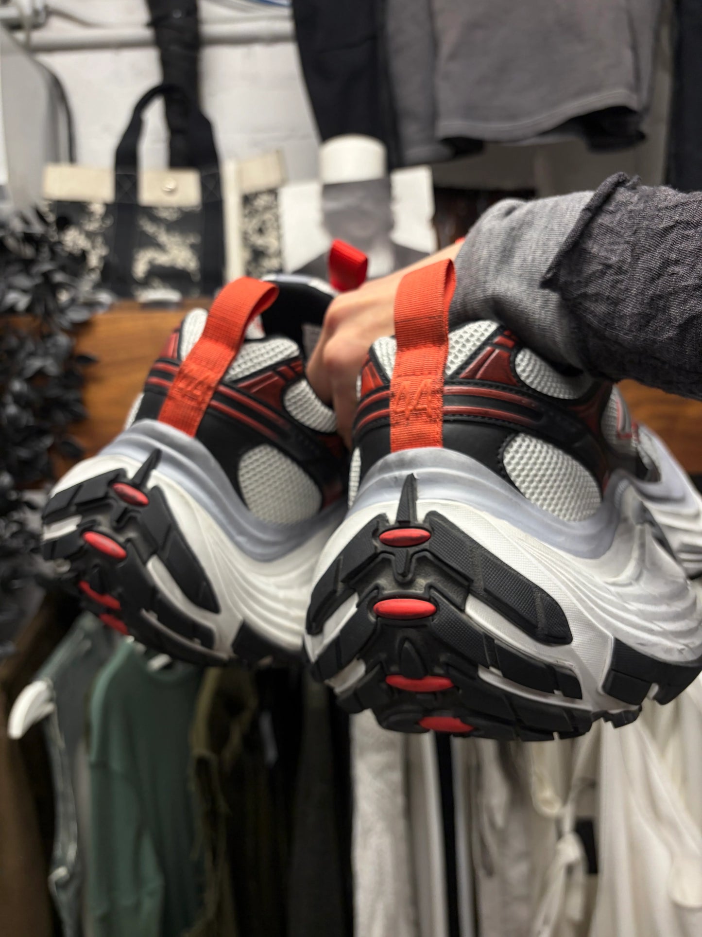Balenciaga 10XL ‘Worn Out’ Grey/Red Platform Sneakers