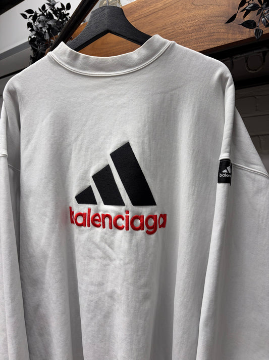 SS2022 Balenciaga x Adidas Embroidered Logo White Sweatshirt
