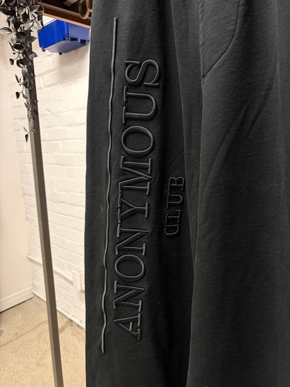 Anonymous Club ‘Heritage Logo’ Embroidered Black Wide Leg Sweatpants