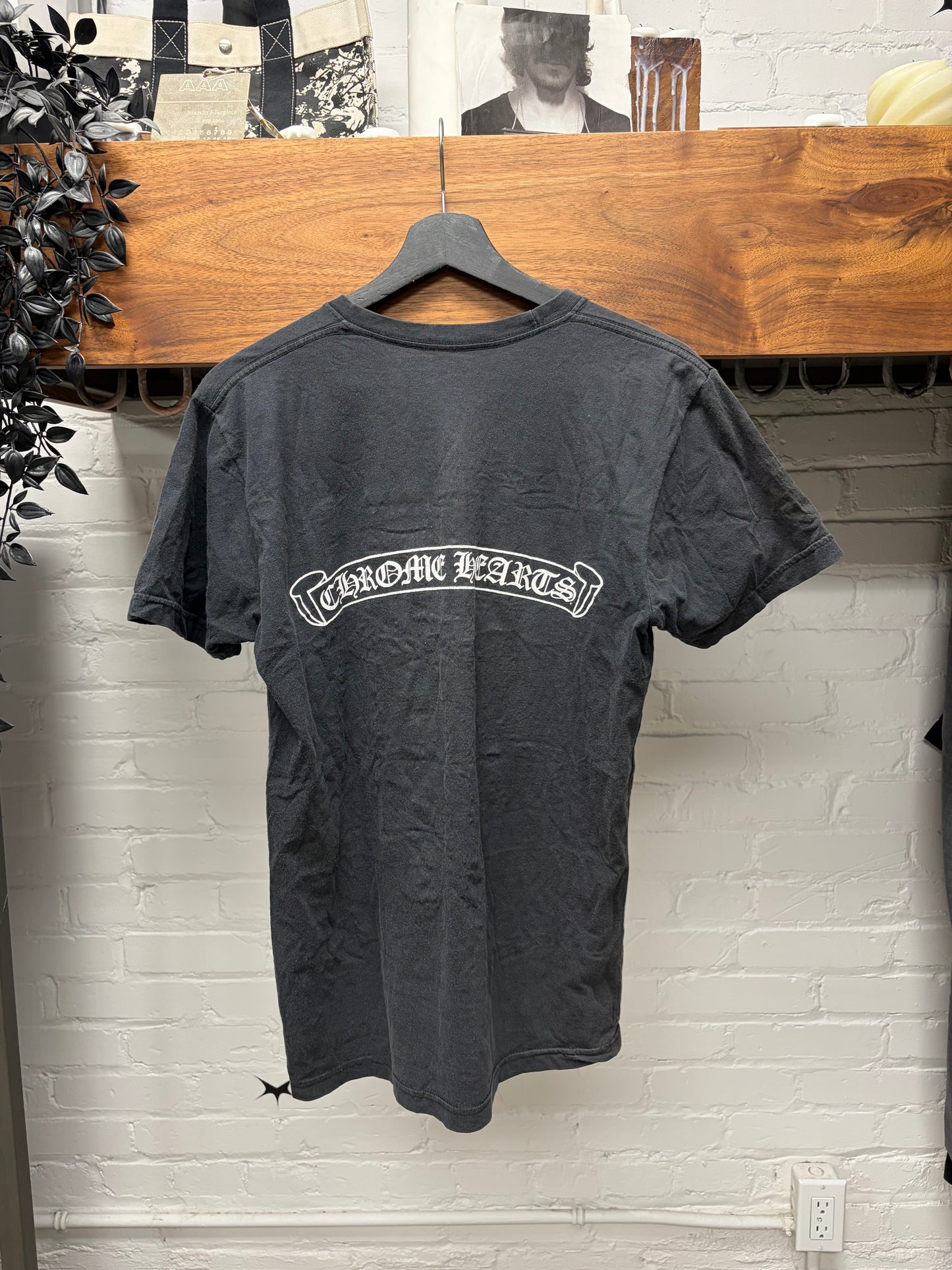 Chrome Hearts ‘Scroll Logo’ Faded Black Graphic T-Shirt
