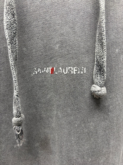 2018 Saint Laurent ‘Box Logo’ Minimal Stone Washed Grey Hoodie